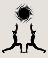 vrouw aan het doen yoga abstract poster. monochroom silhouet modern illustratie. Gezondheid zorg en levensstijl concept. hand- getrokken vector illustratie voor afdrukken en web.