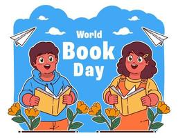 kinderen lezing boeken, wereld boek dag vector