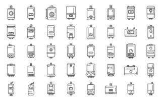 gasboiler pictogrammen instellen overzicht vector. kamer hvac vector