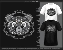 monochroom kleur teddy beer mandala kunsten geïsoleerd Aan zwart en wit t shirt. vector