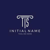 ts logo monogram met pijler vorm ontwerpen vector