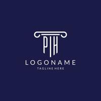 ph logo monogram met pijler vorm ontwerpen vector