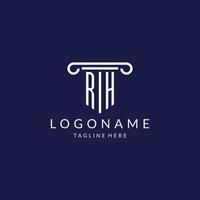 rh logo monogram met pijler vorm ontwerpen vector