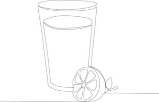 een glas van water en vers fruit voor ontbijt vector