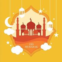 eid mubarak-ontwerp in papierstijl vector