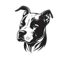 Amerikaans pit stier terriër gezicht, silhouetten hond gezicht, zwart en wit Amerikaans pit stier terriër vector