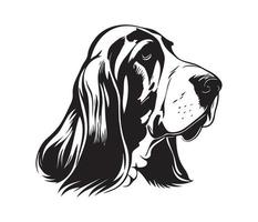 basset hond gezicht, silhouetten hond gezicht, zwart en wit basset hond vector