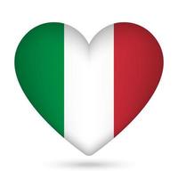 Italië vlag in hart vorm geven aan. vector illustratie.
