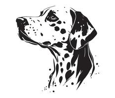 dalmatiër gezicht, silhouet hond gezicht, zwart en wit dalmatiër vector