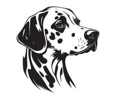 dalmatiër gezicht, silhouet hond gezicht, zwart en wit dalmatiër vector