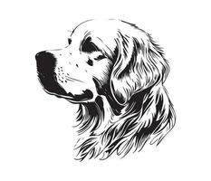 gouden retriever gezicht, silhouet hond gezicht, zwart en wit gouden retriever vector