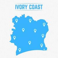 Ivoorkust eenvoudige kaart met kaartpictogrammen vector