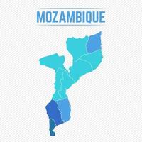 Mozambique gedetailleerde kaart met regio's vector