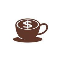 koffie mok met dollar munt creatief logo ontwerp vector