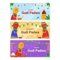 gelukkige gudi padwa-bannercollectie vector