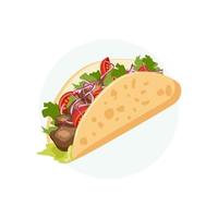 traditioneel Mexicaans voedsel - taco. tekenfilm spandoek. vector illustratie