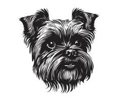 affenpinscher gezicht, silhouetten hond gezicht, zwart en wit affenpinscher vector