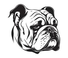 bulldog gezicht, silhouet hond gezicht, zwart en wit bulldog vector