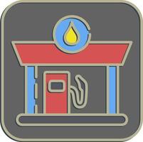 icoon gas- station. gebouw elementen. pictogrammen in reliëf stijl. mooi zo voor afdrukken, web, affiches, logo, plaats plan, kaart, infografieken, enz. vector