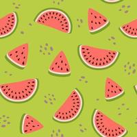 watermeloen naadloos patroon. schattig zomer fruit achtergrond. groen kleur. tropisch watermeloen grafisch ontwerp, kleding stof textiel behang, watermeloen digitaal papier, plakboek. vector illustratie.