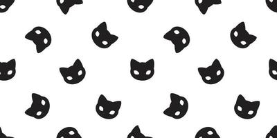 kat naadloos patroon vector kat hoofd katje geïsoleerd behang achtergrond zwart