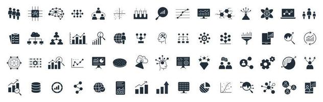 analyse, statica, engineering, gegevens wetenschap, en mensen team icoon reeks vector