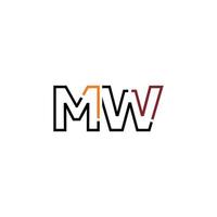abstract brief mw logo ontwerp met lijn verbinding voor technologie en digitaal bedrijf bedrijf. vector