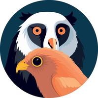 embleem icoon van havik en uil. dieren schuilplaats, dierkundige logo icoon. vector