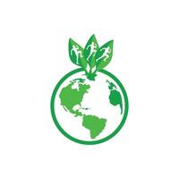 ecologie vector logo ontwerp sjabloon. groen wereldbol en mensen icoon.