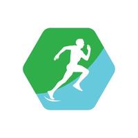 rennen icoon in zeshoek vorm geven aan. sport symbool. vector illustratie.