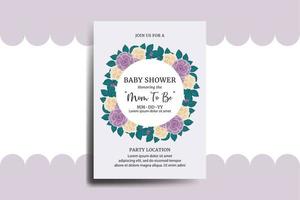 baby douche groet kaart roos bloem ontwerp sjabloon vector