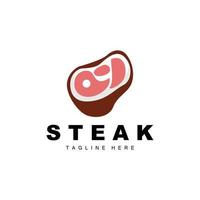 rundvlees logo, vlees steak vector, rooster keuken ontwerp, steak restaurant merk sjabloon icoon vector