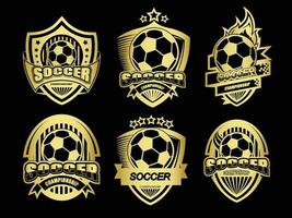groep van gouden voetbal logo of etiket reeks vector
