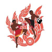 winnaar actie van Thais boksen en Thais kunst achtergrond vector