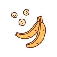 schattig bananen geïsoleerd Aan wit achtergrond. vector hand getekend illustratie in tekening stijl. perfect voor kaarten, logo, decoraties, recepten, menu, divers ontwerpen.