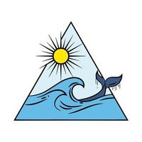een blauw Golf en een walvis in een driehoek. vector