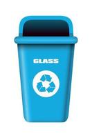 blauw vector afvalcontainer voor glas