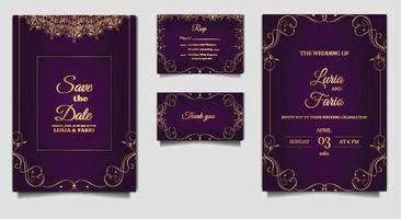 luxe elegant bruiloft uitnodiging kaart ontwerp reeks vector