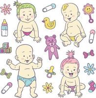 verzameling babypersonages en -elementen vector