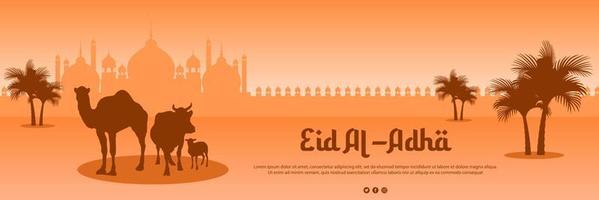 eid al adha met moskee banier achtergrond vector