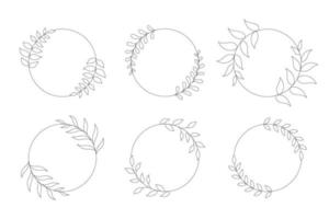 reeks van hand- getrokken ronde bloemen kaders vector illustratie