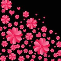 roze hart vorm bloemen achtergrond vector illustratie