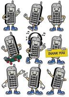 mobiele telefoon mascotte reeks in divers poses vector