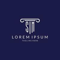 sm logo monogram met pijler vorm ontwerpen vector