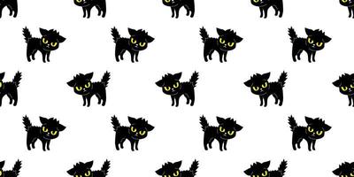 vector tekenfilm karakter schattig zwart kat naadloos patroon achtergrond