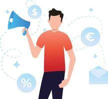 de vent is aan het doen affiliate marketing. vector