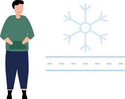 jongen op zoek Bij winter kleding stof. vector