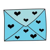 tekening envelop met harten. post- element. mail icoon. vector