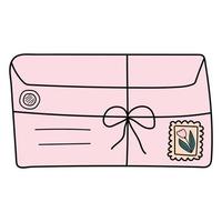 tekening envelop met port postzegel en boog. post- element. mail icoon. vector