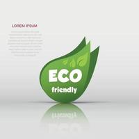 eco vriendelijk icoon in vlak stijl. groen biologisch blad illustratie pictogram. ecologie teken bedrijf concept. vector